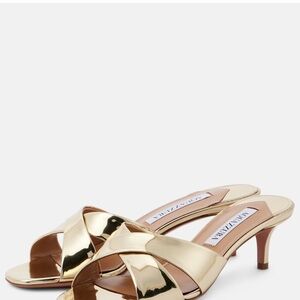 AQUAZZURA
Divine 50 mirrored leather mules